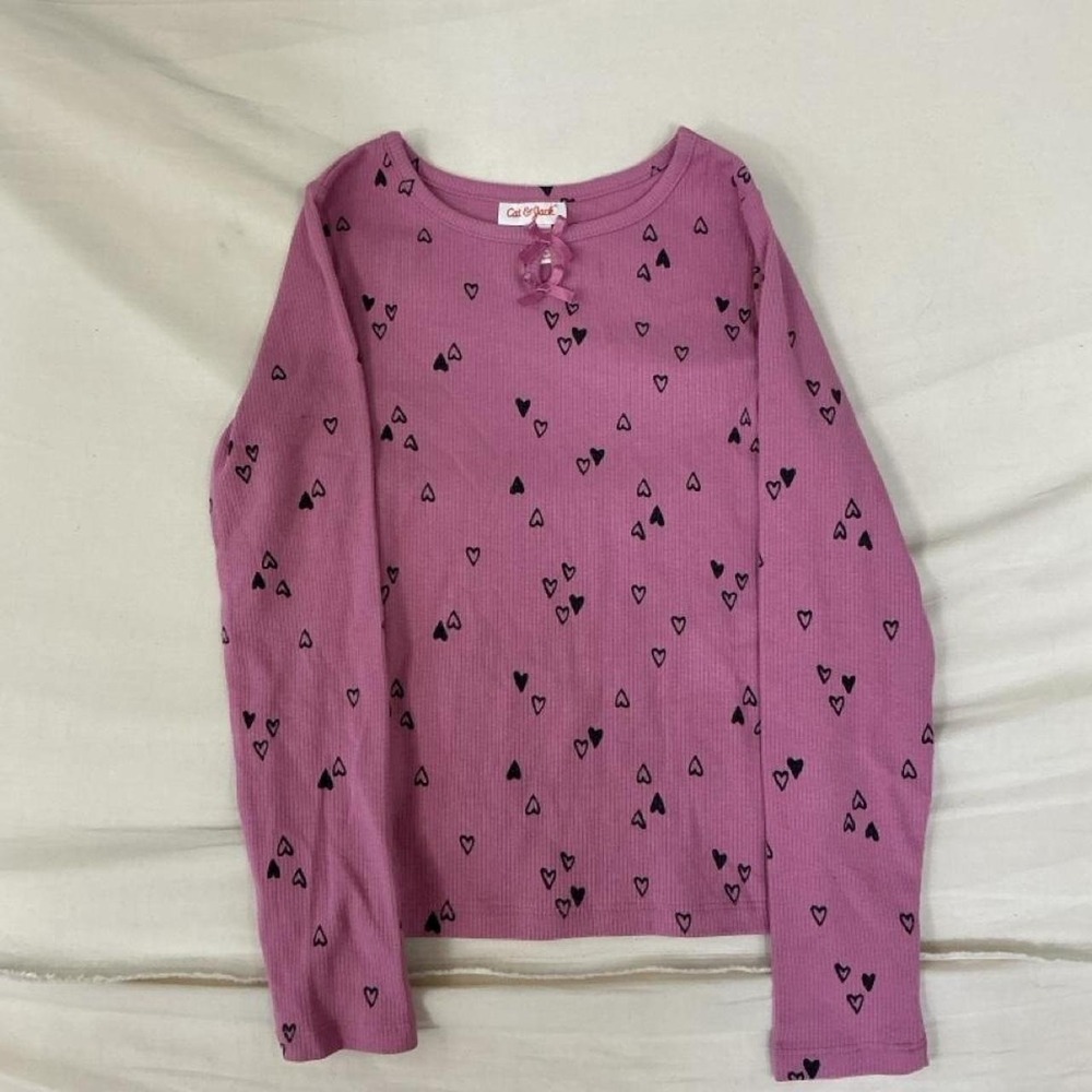 Cute Cat & Jack girls long sleeve ribbed top in a dusty pink/mauve color